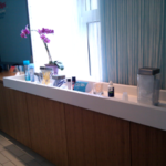photo of the ladies locker room amenities at bliss spa hollywood