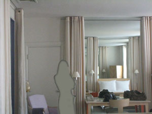 the clift hotel room room mirror and desk