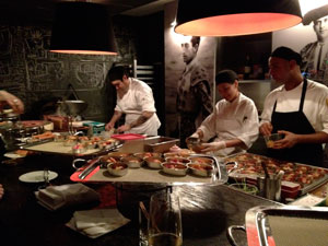 the raw bar station at the primary wave party at the sls hotel grammy weekend 2012