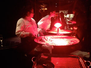 the fabulous paella station at the primary wave party at sls hotel