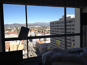 the line hotel room view from the bed